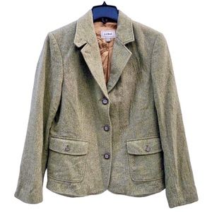 L.L. Bean Coat Wool Silk Marled Comfy Button Down Blazer Jacket Casual Short M